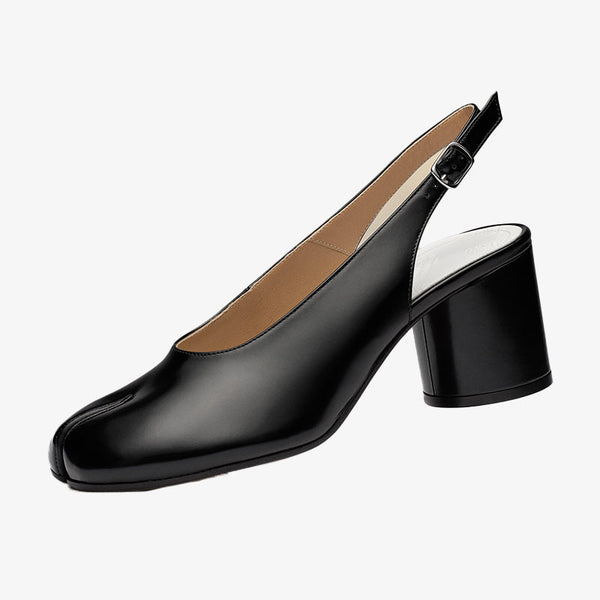 Patent Leather Block-Heel Slingbacks