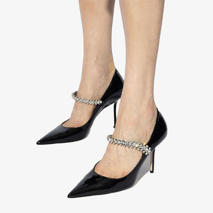Black Patent Bead Accents Pumps - Arno Conti Shoe