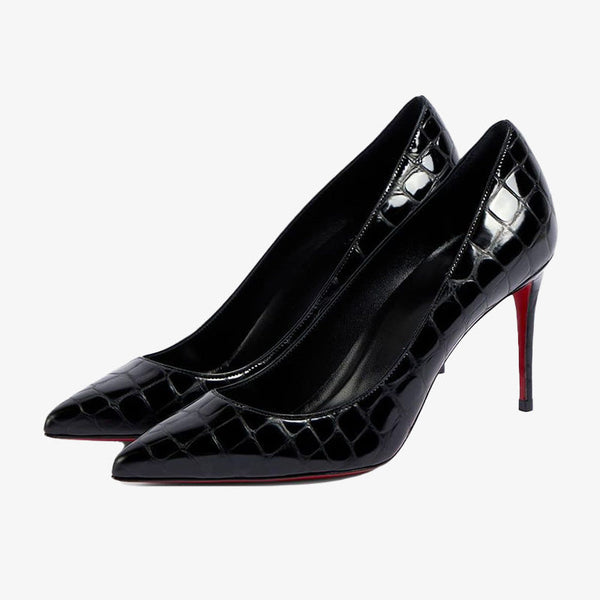 Unique Croc-Effect Patent Leather Pumps