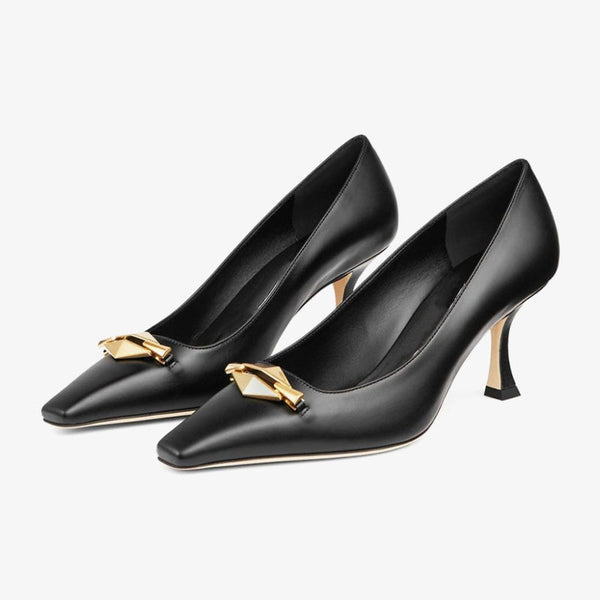 Black Mental Symbol Stiletto Pumps - Arno Conti Shoe