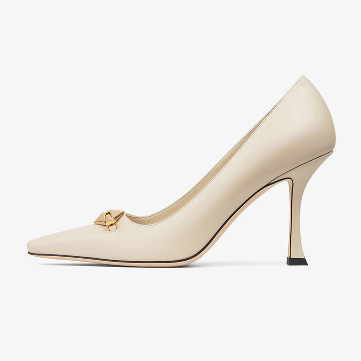 Creme Mental Symbol Stiletto Pumps - Arno Conti Shoe