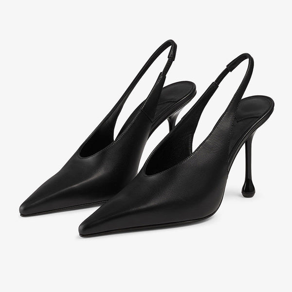 Deep V Leather Slingback Pumps - Arno Conti Shoe