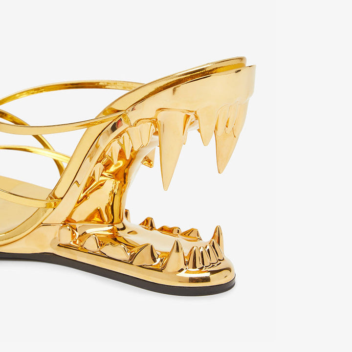 Mirror Heel Sandals – Gold - Arno Conti Shoe