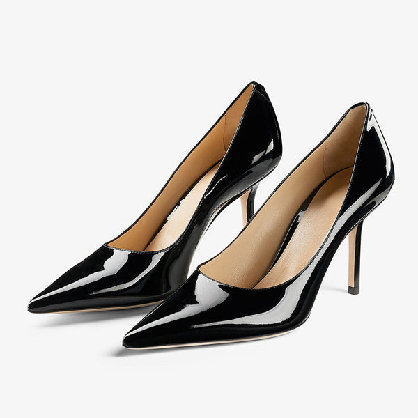 Black Patent Leather Pointed-Toe Pumps - Arno Conti Shoe