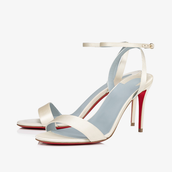 Elegant White Calf Leather High Heel Sandal