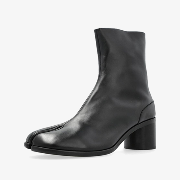 Calf Leather Split-Toe Ankle Boots