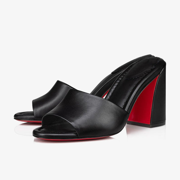 Sleek Black Leather Strappy Sandals