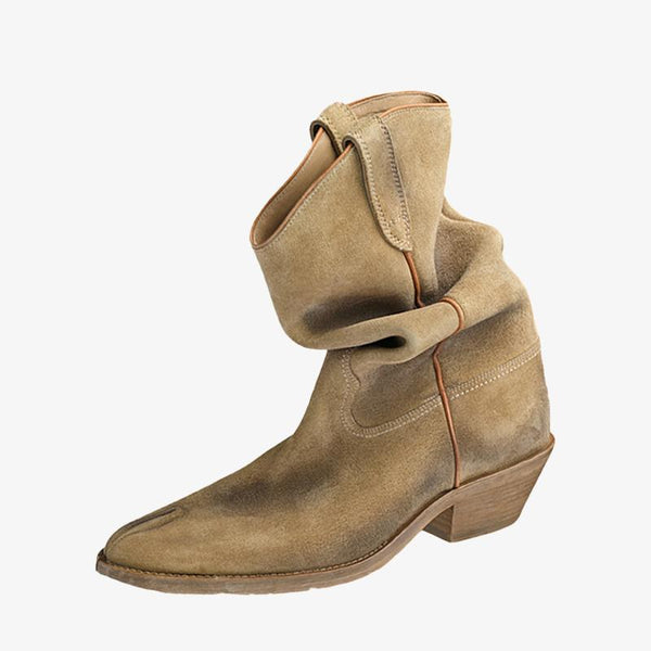 Split-Toe Beige Suede Boots Men's