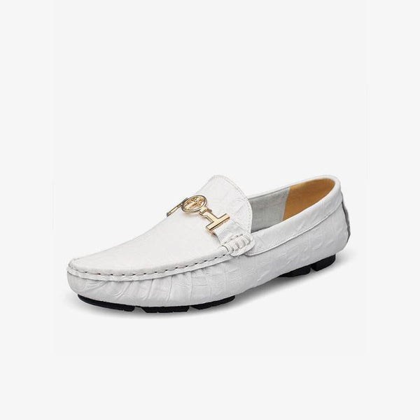 Luxurious Crocodile-Embossed Leather Loafers