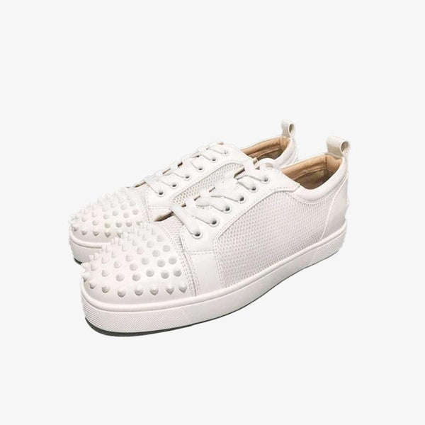 Studded White Lace-Up Sneakers