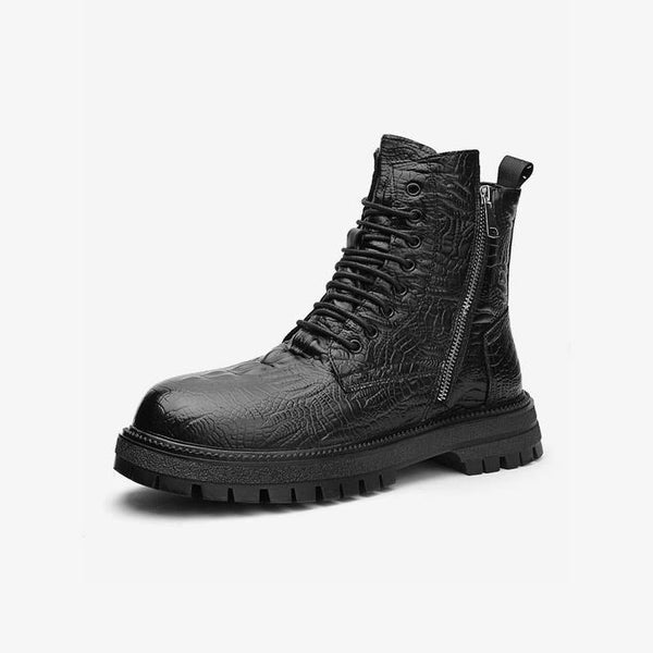 Zippers Men's Leather Boots Knight High Top Shoes