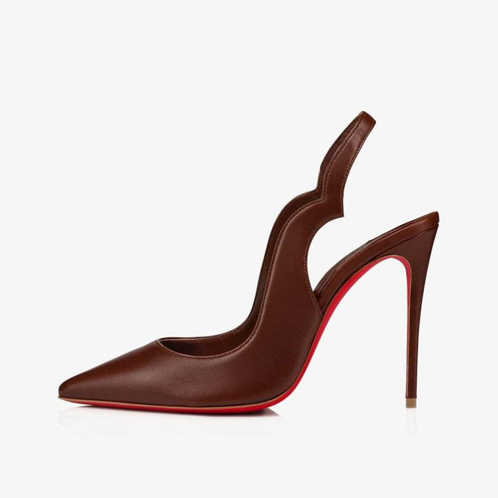 Deep browm Leather Slingback Pumps - ARNO CONTI