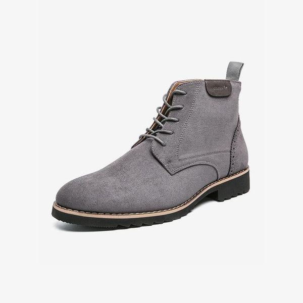 Mens Grey Suede Leather High Top Boots