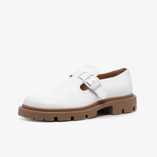 White Leather Monk Loafers