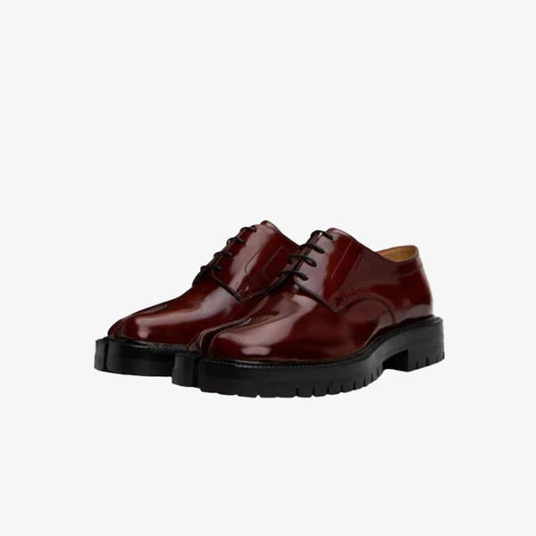 Brownish-Red Leather Derby Shoes Unisex