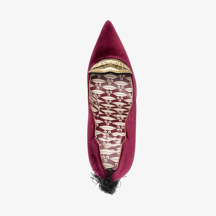 Red Trim Velvet Tassel Pumps - ARNO CONTI