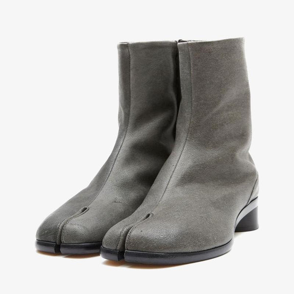 Split-Toe Leather Ankle Boots