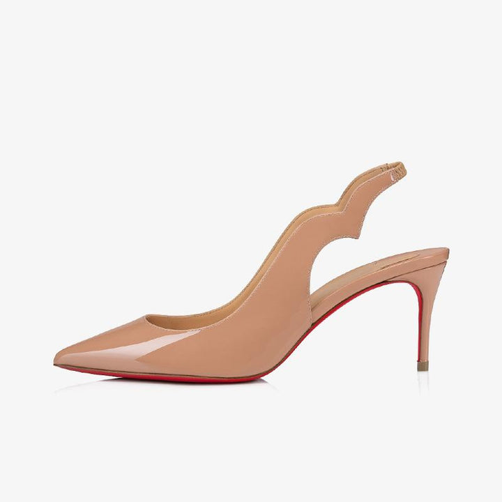 Beige Patent Leather Slingback Pumps - ARNO CONTI