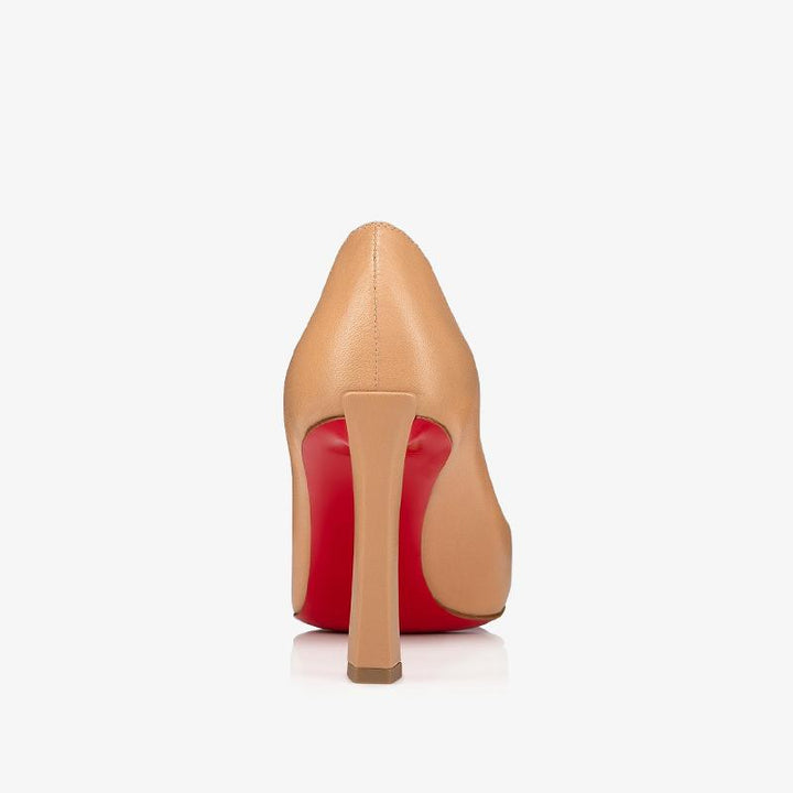 Unique Beige Leather Pumps with Flared - ARNO CONTI