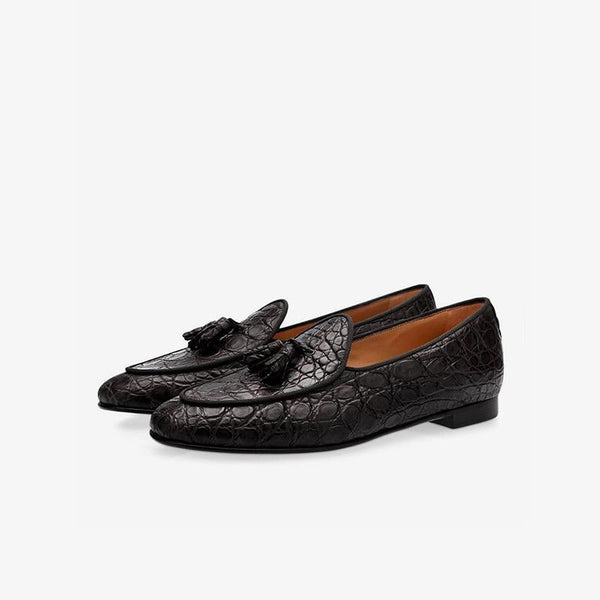 Crocodile-Embossed Leather Loafers