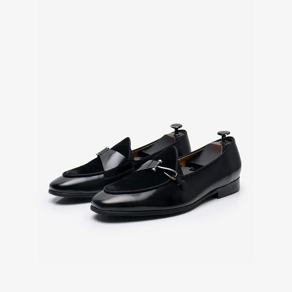 Polished Leather Tuxedo Loafers