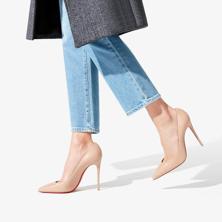 Nude Leather Sporty Pump 100mm - ARNO CONTI