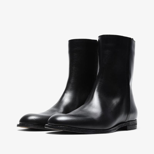 High-Shine Leather Ankle Boots