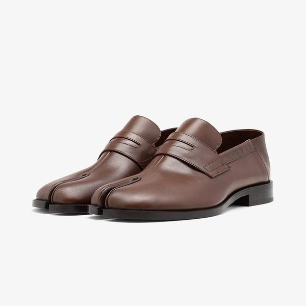 Brown Calf Leather Shoes with Square Heel