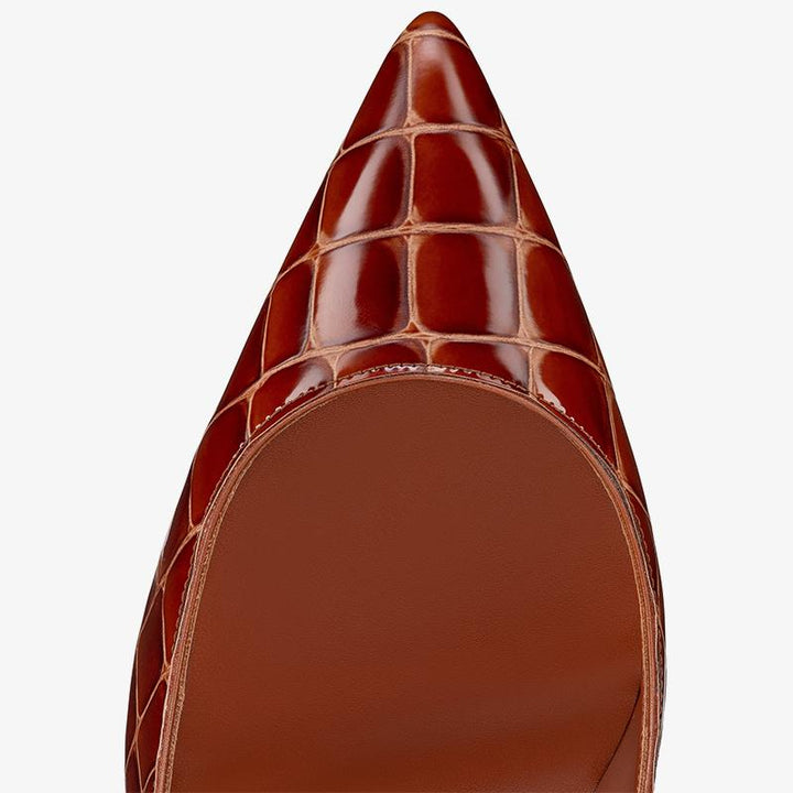 Elegant brown Alligator Embossed Calf Leather Pumps - ARNO CONTI