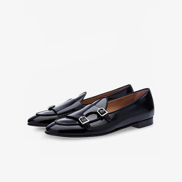 Mens Black Monk Strap Dress loafers