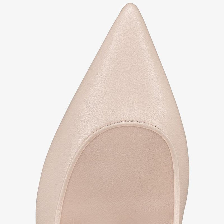 Durable Beige Leather Pointed Toe Pump - ARNO CONTI