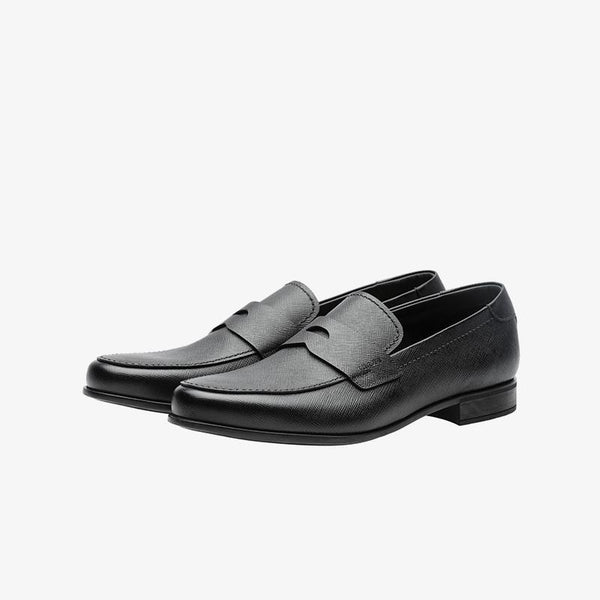 Men Penny Black Flats Calf Loafers