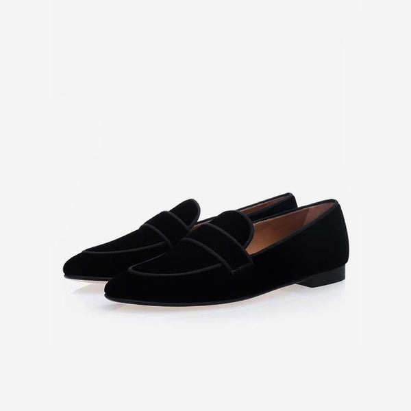 Sophisticated Black Velvet Slip-On Loafers