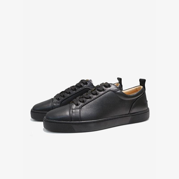 Sleek Black Leather Low-Top Sneakers