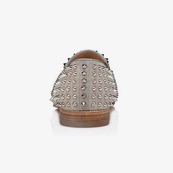 Grey Suede Full Spike Loafers - ARNO CONTI