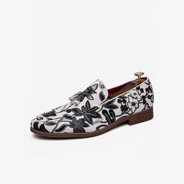 Men's Floral Loafers with Tassel