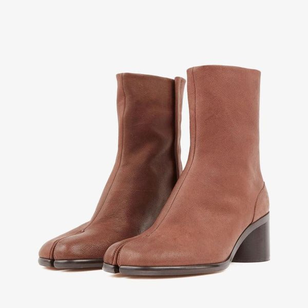 Chocolate Brown Calf Leather Ankle Boots