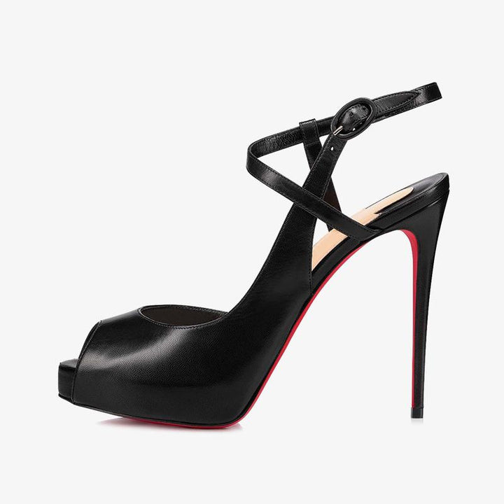 Luxurious Black Leather Pumps with 120mm Heel - ARNO CONTI