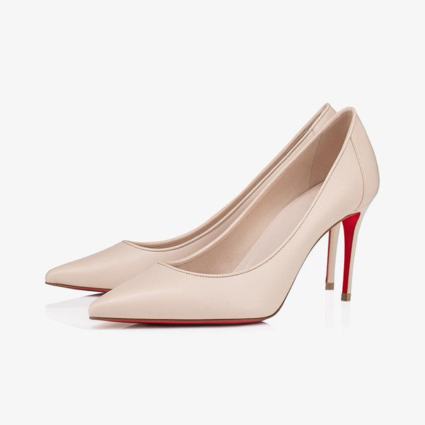 Durable Beige Leather Pointed Toe Pump - ARNO CONTI