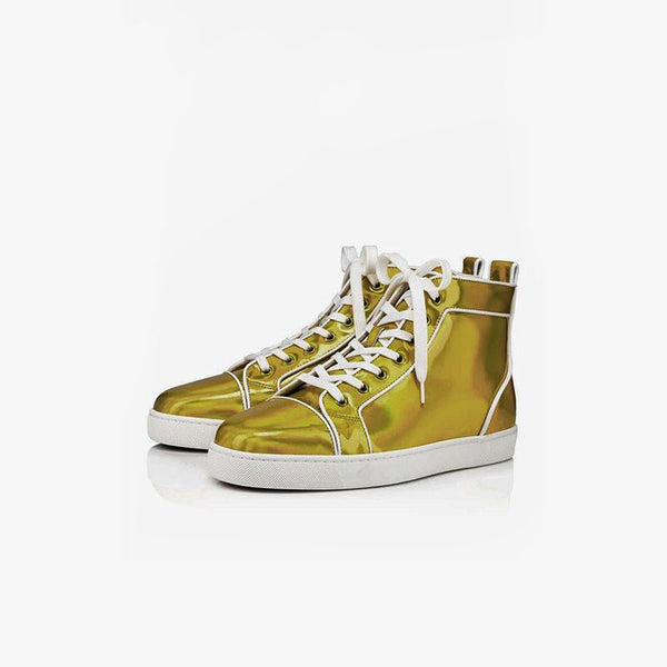 Golden Metallic Lace Up Sneakers