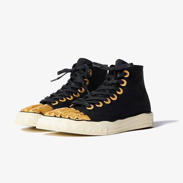 Classic Black Canvas Sneaker with Golden Details