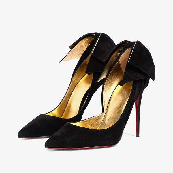 Suede Bow Stiletto Pumps - ARNO CONTI