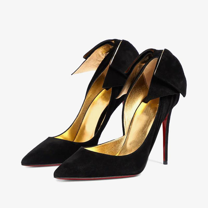 Suede Bow Stiletto Pumps - ARNO CONTI