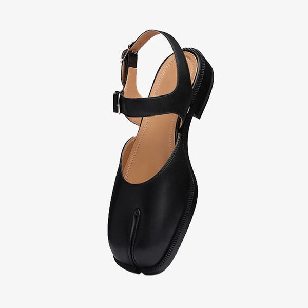 Double Strap Split-Toe Leather Sandals