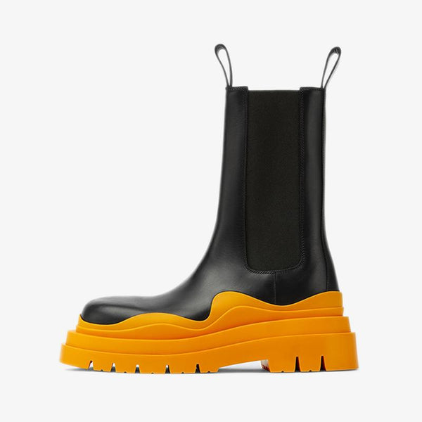 Black/Orange Chelsea Boots