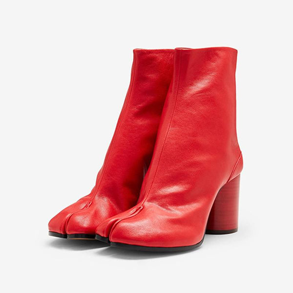 Red Split-Toe Boots Women's