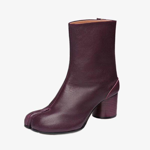 Soft Calf Leather Tabi Ankle Boots