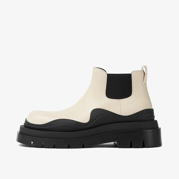 Black/White Cropped Chelsea Boots