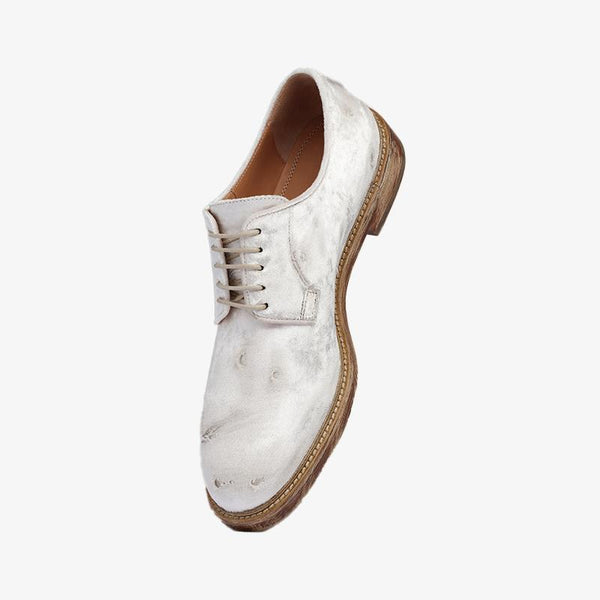 White Velvet Laced Brogue Shoes