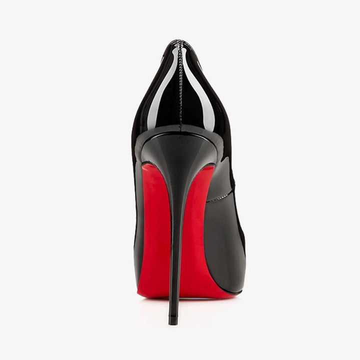 Black Patent Leather Peep Toe Pumps - ARNO CONTI